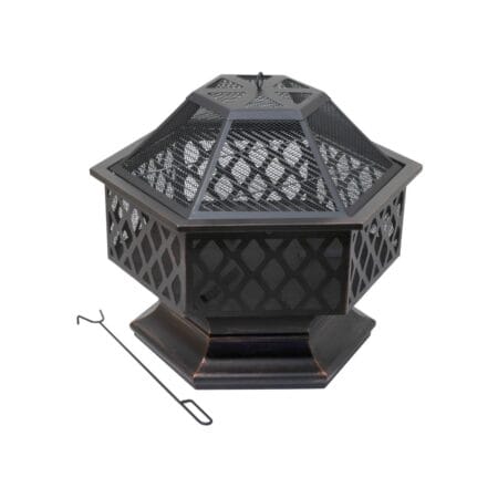 Kamin HEXAGON bakrena patina s poklopcem