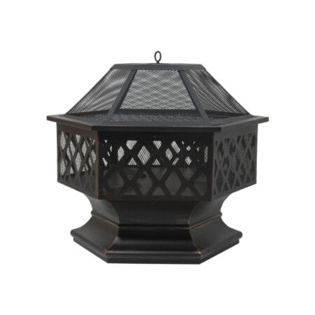 Kamin HEXAGON bakrena patina s poklopcem