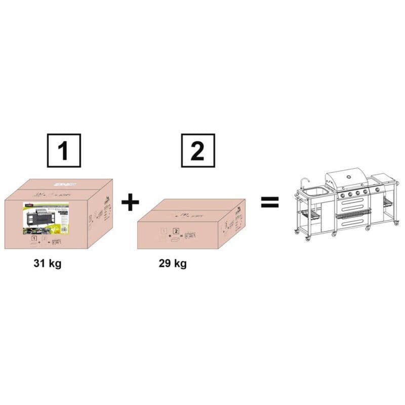Vrtna kuhinja s plinskim roštiljem VICENZA 2m x 0,6m