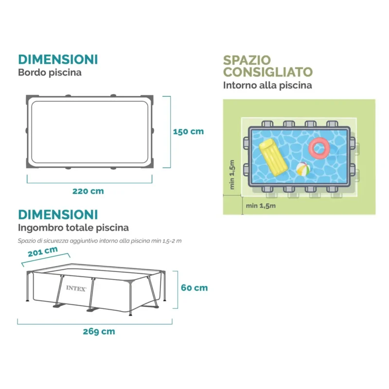 Rectangular Frame Montažni bazen 220 x 150 x 60 cm